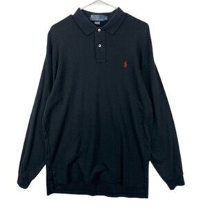 Polo Ralph Lauren Big Pony Shirt Men’s LT Black Long Sleeve Collared Casual Top